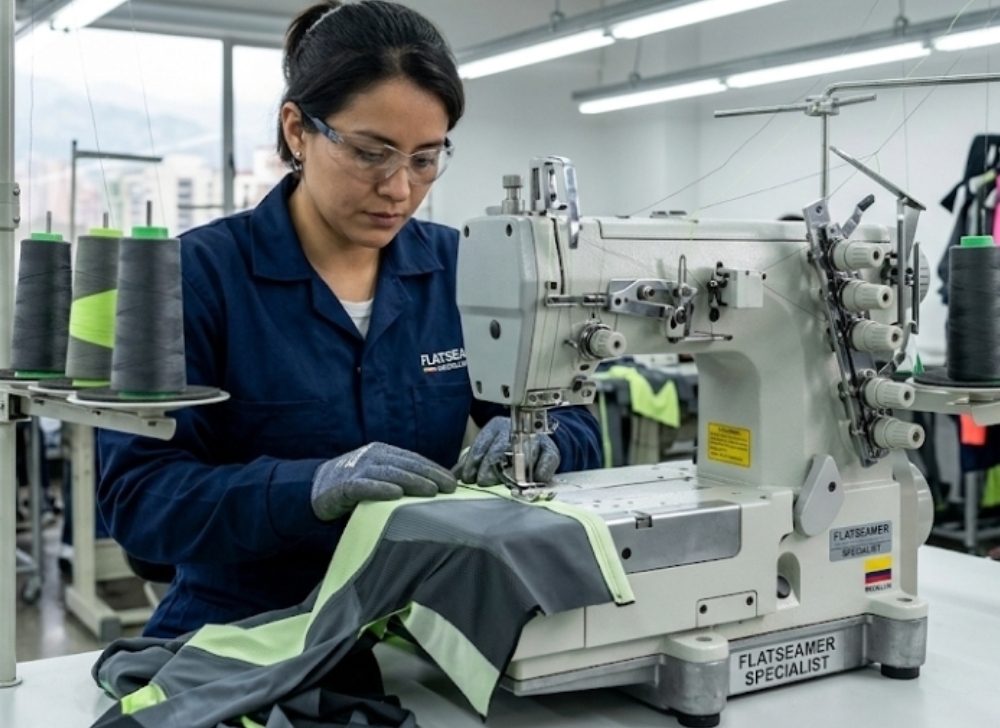 Operario de Máquina Flatseamer para Confección de Ropa Deportiva